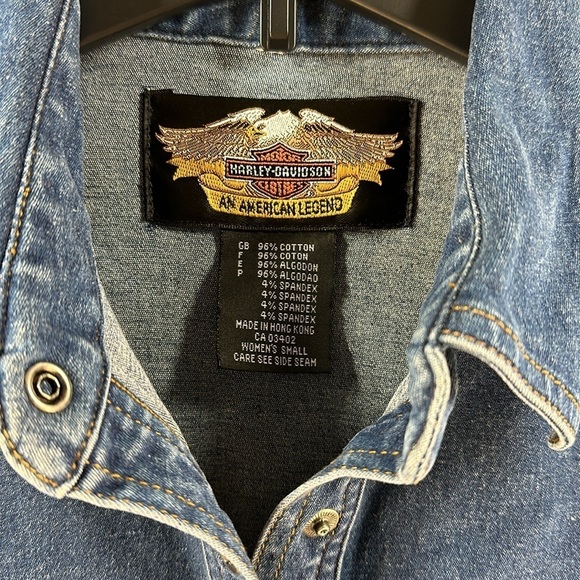 Harley-Davidson Button Down Denim Shirt, S - Picture 7 of 8